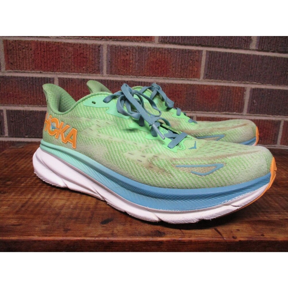 Hoka One One Mens Clifton 9 Green 1127895 ZLGL Shoes Running Sneakers 9.5 D - Picture 2 of 16